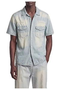 A Paper Kid Denim Short-Sleeve Buttoned Shirt