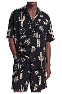 Graphic-Print Short-Sleeve Buttoned Shirt