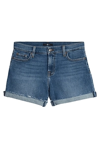7 For All Mankind Mid-Rise Rolled Denim Shorts