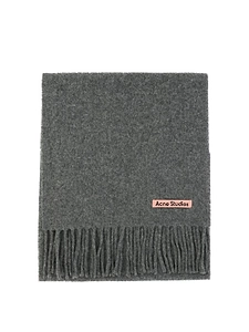 Acne Studios Logo Patch Fringed Edge Scarf