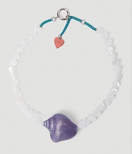 Acne Studios Logo Plaque Shell-Charm Necklace
