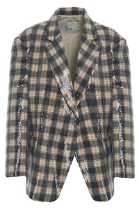 Annapolis Single Breasted Sequin Checked Blazer