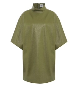 Leaf High-Neck Short Sleeved Dress