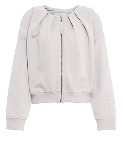 Sakura Pleated-Detail Zip-Up Sweatshirt
