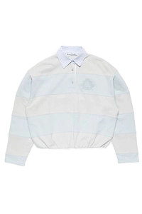 Acne Studios Striped Button Detailed Polo Sweatshirt