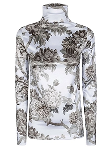 Acne Studios Turtleneck Floral Printed Top