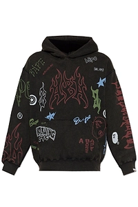 A Bathing Ape® Flame Logo Printed Hoodie
