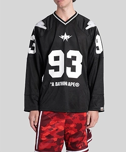 A Bathing Ape® Logo-Print Long Sleeved V-Neck T-Shirt