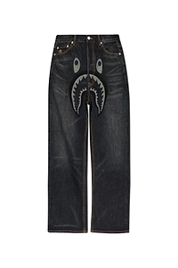 A Bathing Ape Shark Patch Wide-Leg Jeans