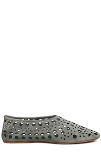 AlaÏA Laser-Cut Almond Toe Flat Shoes