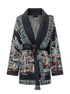 Alanui Diamond Head Belted Jacquard Cardigan