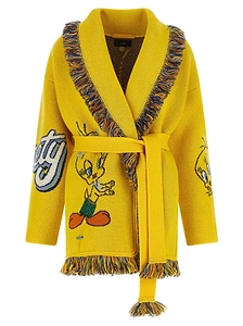 Alanui Hula Tweety Belted Fringed Cardigan