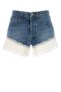 Alanui Romance Lace-Trim Denim Shorts