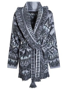 Alanui Time To Shine Jacquard Fringed Cardigan
