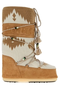 Alanui X Moon Boot Signature Knit Pattern Lace-Up Boots