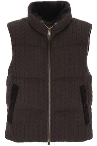 Agnona Cable Knitted Cropped Puffer Vest