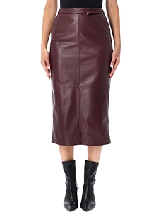 Alberta Ferretti Belted Midi Leather Skirt