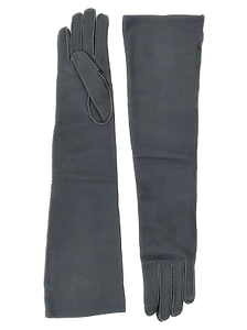 Agnona Contrast-Stitch Long Leather Gloves
