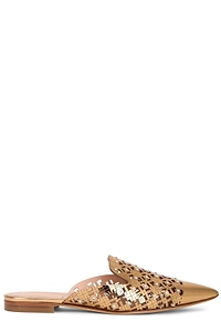 Alberta Ferretti Cutout Embellished Flat Mules