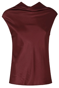 Alberta Ferretti Fluid Neckline Sleeveless Satin Top