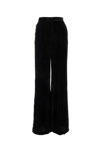 Alberta Ferretti High-Waist Velvet Palazzo Trousers