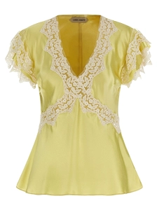 Alberta Ferretti Lace Inserts Satin Top