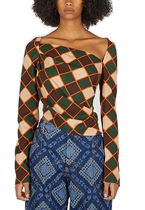 Robyn Checked Asymmetric Top