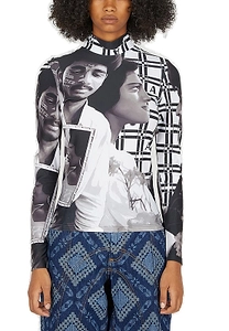 Colette High-Neck Graphic Printed Top