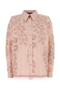 Alberta Ferretti Floral Embroidered Poplin Shirt