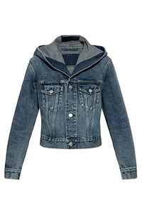 AlaÏA Hooded Cropped Denim Jacket