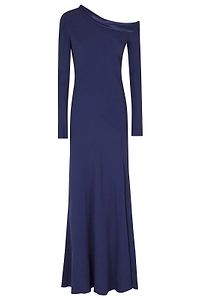 Alberta Ferretti One-Shoulder Long-Sleeve Dress