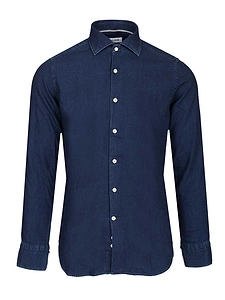 Curved-Hem Denim Shirt