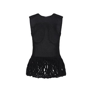 AlaÏA Openwork Fringe Peplum Top