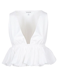 AlaÏA Openwork Peplum Top