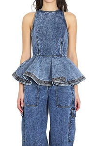 AlaÏA Peplum Denim Top