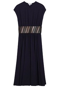 AlaÏA Pleated Belted Midi Dress