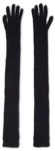 Alberta Ferretti Ribbed Long Knit Gloves