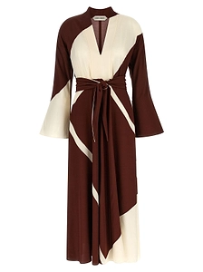Alberta Ferretti Belted V-Neck Dress