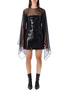 Alberta Ferretti Sequin Embellished Crewneck Mini Dress