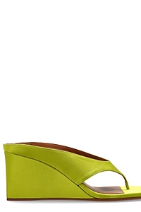 AlaÏA Cube Wedge Satin Thong Mules