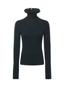 AlaÏA Ruffled Ribbed Top