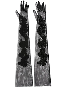 Alberta Ferretti Embroidered-Designed Elbow-Length Stretched Gloves