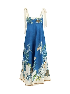 Alemais Luda Floral-Print Pleated Maxi Dress