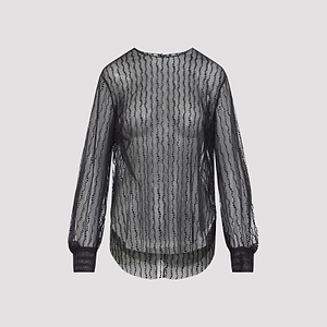 Alberta Ferretti Sheer Dotted Tulle Top