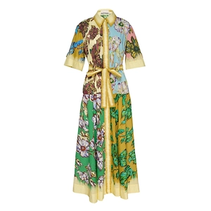 Alemais Jerry Floral-Printed Belted Maxi Shirt Dress