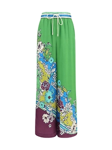 Alemais Nanci Floral Printed Drawstring Wide Leg Pants