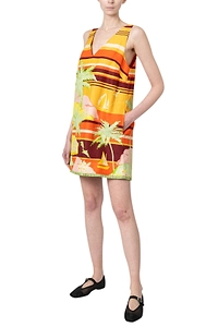 Alemais Palm Island V-Neck Mini Dress