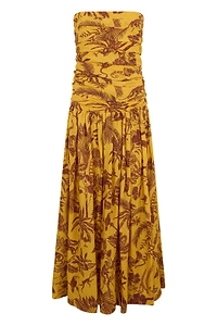 Alemais Ruched Strapless Printed Dress