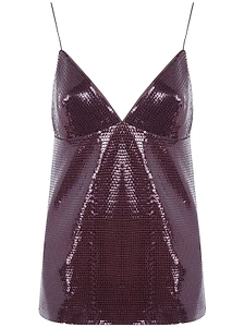 Alberta Ferretti Spaghetti Straps Glossy Sequin Top