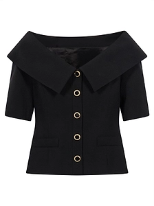 Alessandra Rich Crepe Off-Shoulder Jacket